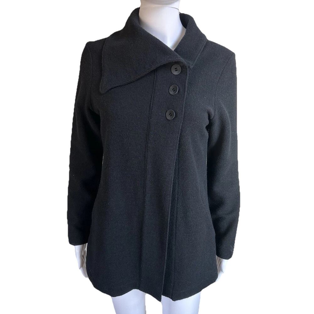 Ibex Pez Merino Wool Blend Jacket Womens S Black Button Front Cardigan